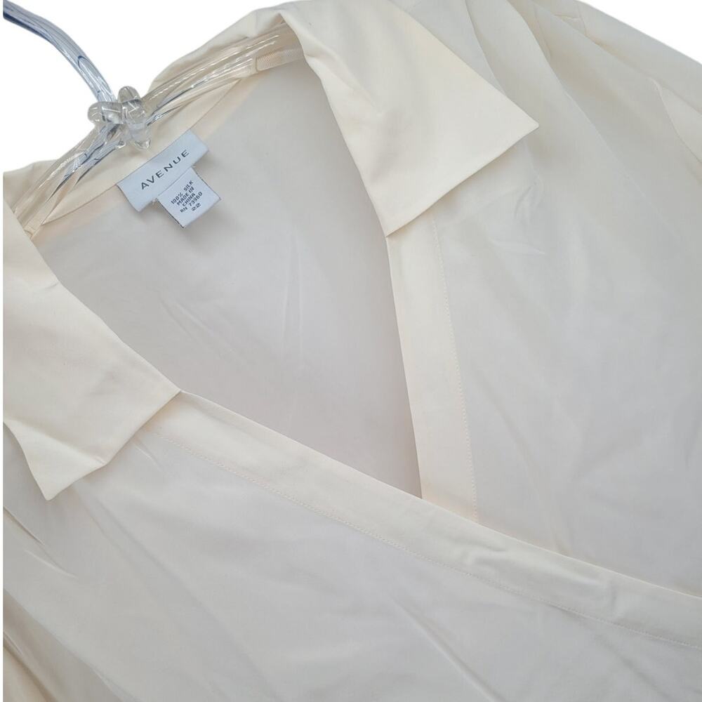 Avenue Cream Wrap Blouse Surplice Office Siren Soft‎ Tailored Plus Size